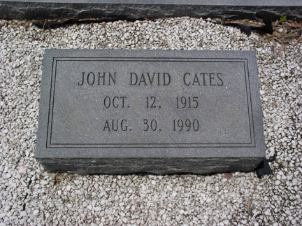 John David Cates (1915-1990) gravestone at Birchwood Cemetery, Roxboro, North Carolina.<br>Source: A