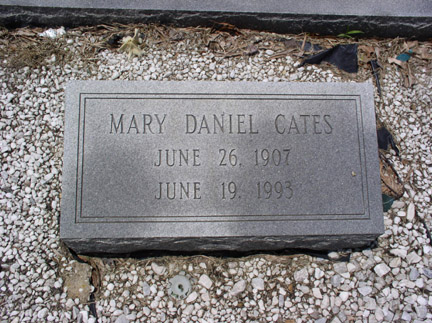 Mary White Daniel Cates (1907-1993) gravestone at Birchwood Cemetery, Roxboro, North Carolina.<br>So