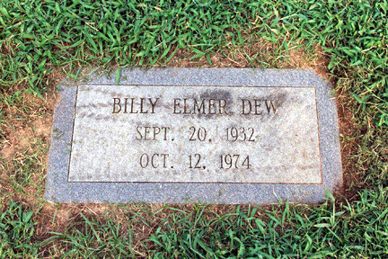 Billy Elmer Dew (1932-1974) gravestone.<br>Source: Allen Dew, Creedmoor, North Carolina