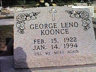 George Leno Koonce (15 Feb 1922 - 14 Jan 1994) gravestone at Ritchie Cemetery, Calcasieu Parish LA.<