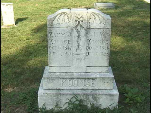 James M Koonce (2 Dec 1846 - 7 Dec 1928) gravestone at Wesley Chapel Church Cemetery, Cloverdale AL.