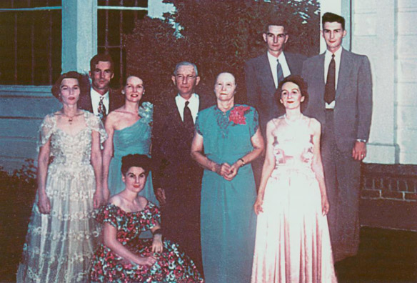 Emma Burdine Dew May family.  Kneeling in front is Elizabeth Kinnaird May.  Standing L to R: Vivian 